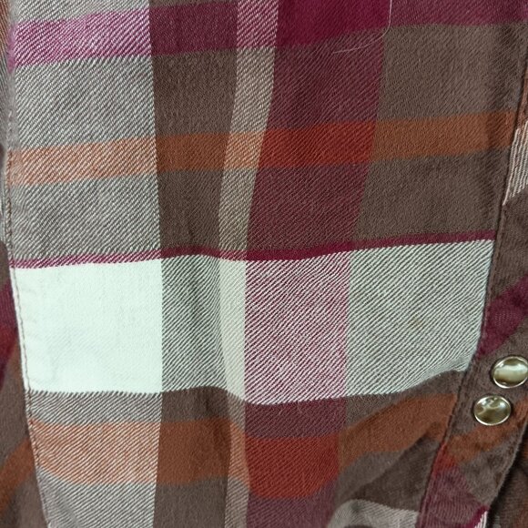 Cowgirl Up Womens Size XL Brown Plaid Western Shirt Pearl Snap With Rhinestone - Picture 10 of 10